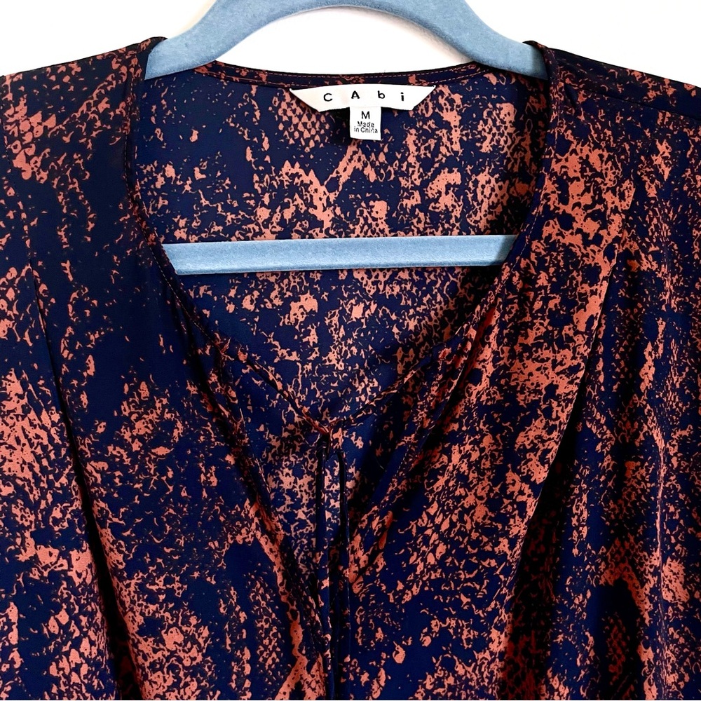 Cabi Border Wrap Python Print Blouse In Orange & … - image 6